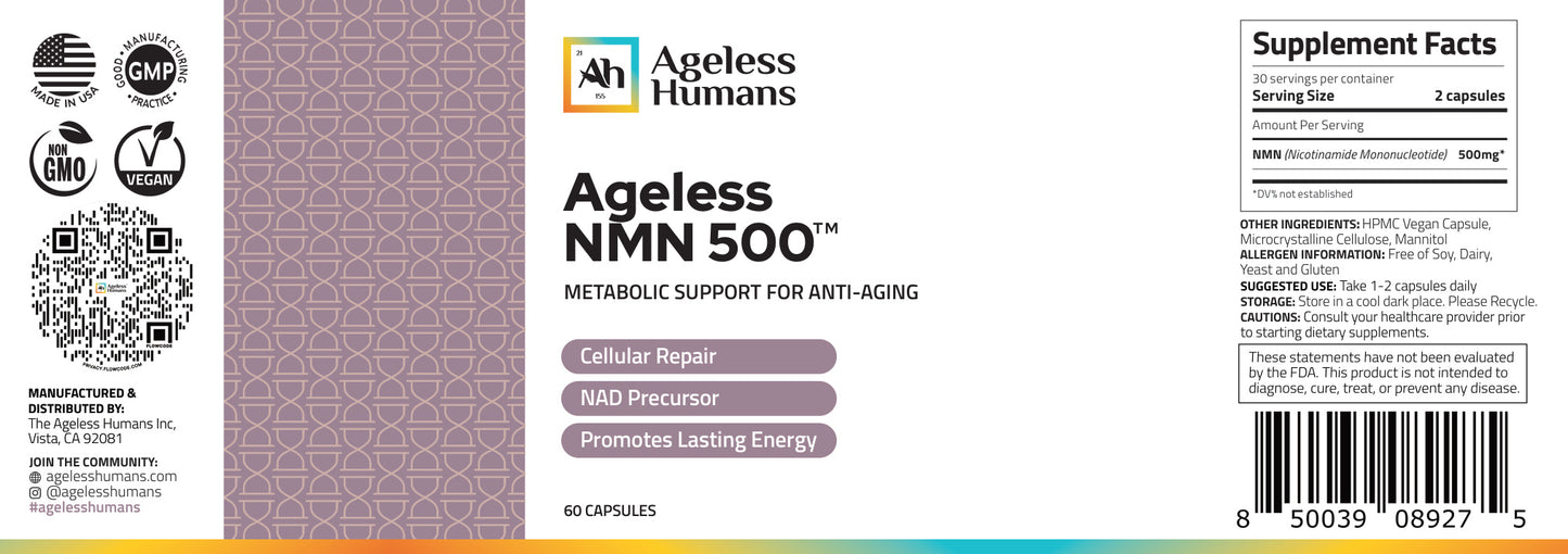 Ageless NMN 500™ - Metabolic Support for Anti-Aging