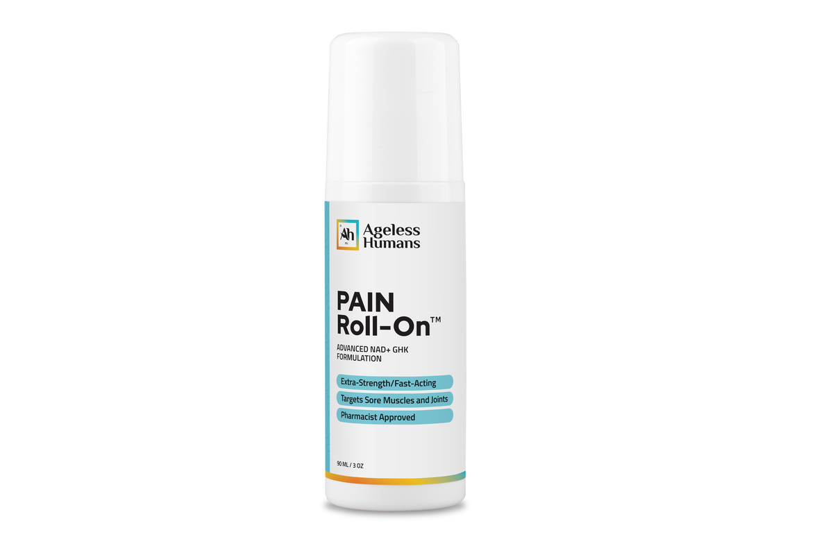 Pain Roll-On with Copper GHK-Cu and NAD+ — current 90 mL packaging