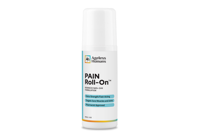 Pain Roll-On with Copper GHK-Cu and NAD+ — current 90 mL packaging